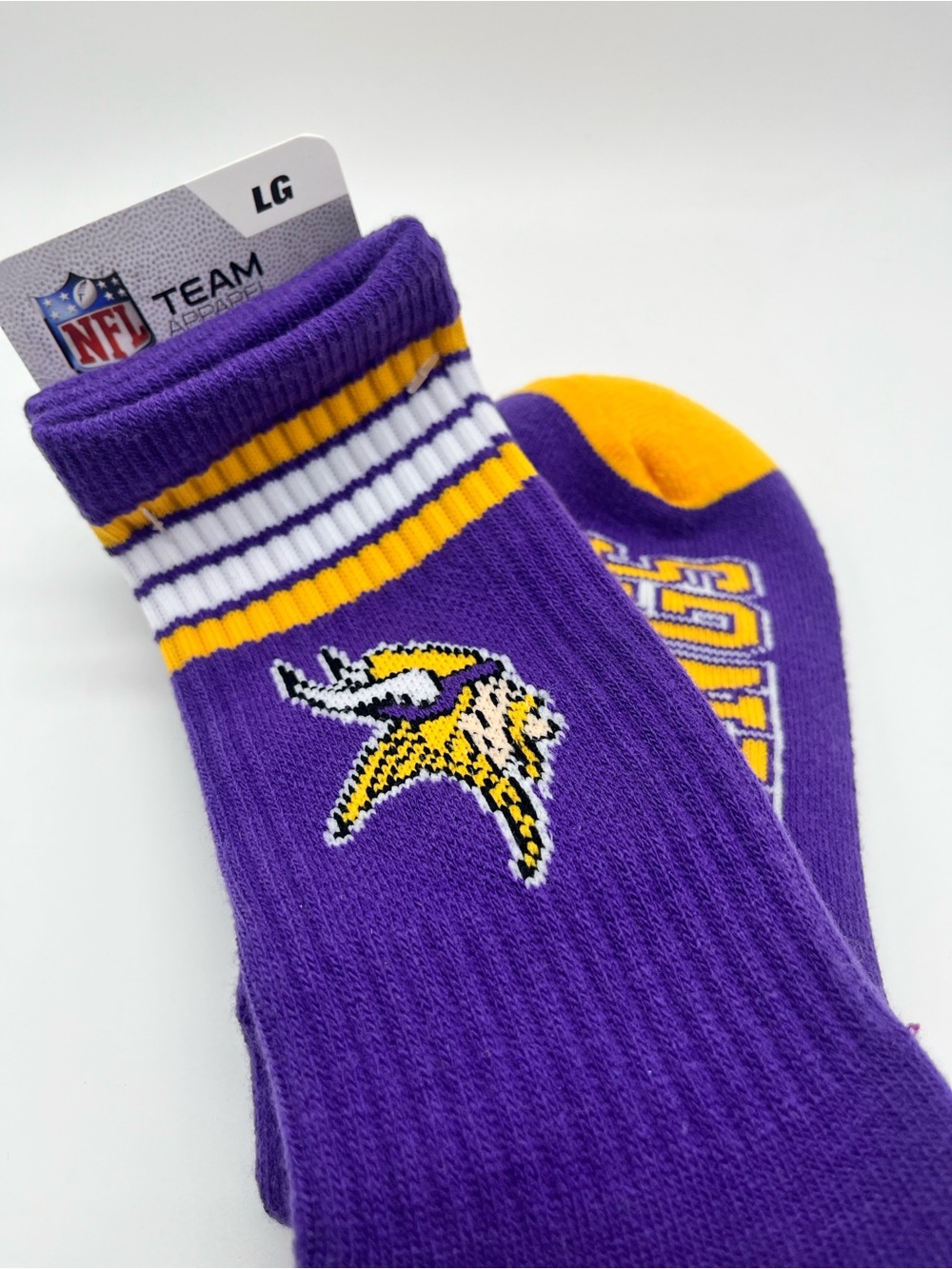 NFL Official Minnesota Vikings Purple, Gold Men’s LG Team Crew Socks